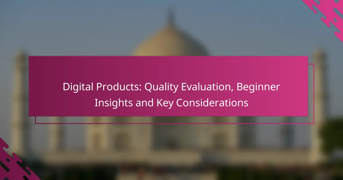 Digital Products: Quality Evaluation, Beginner Insights and Key Considerations
