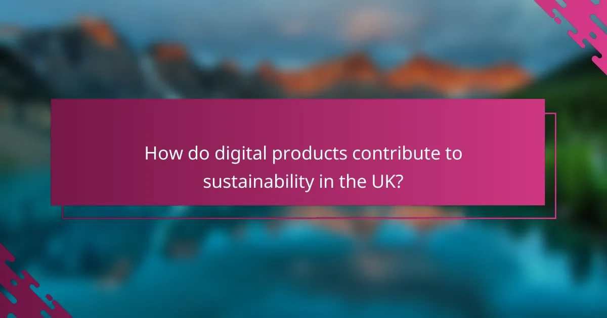 How do digital products contribute to sustainability in the UK?