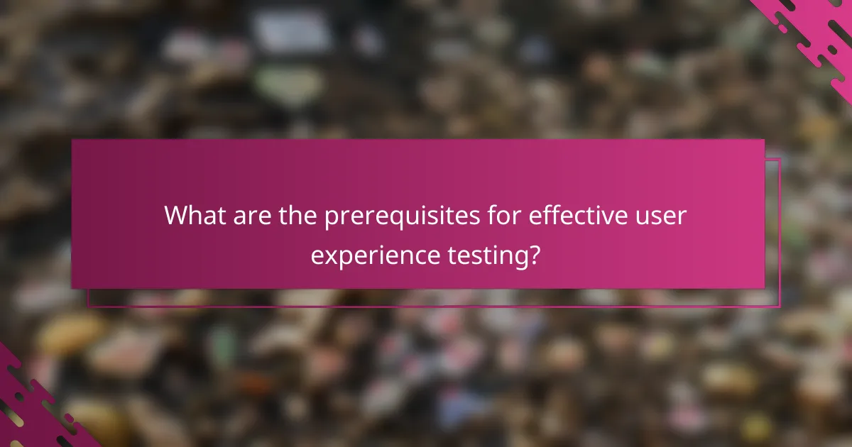 What are the prerequisites for effective user experience testing?